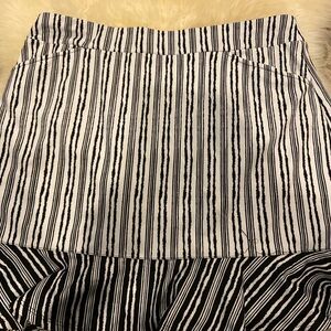 Ruby Rd. Black & White Vertical Stripe A-Line Skirt